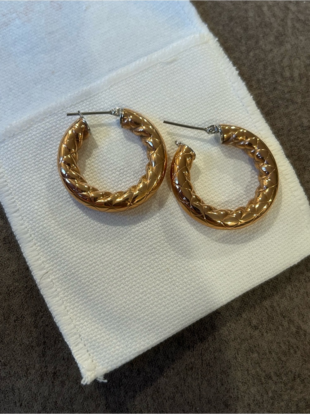 Quilted Gold Hoop Earrings — Women’s Braided-Texture Hoops